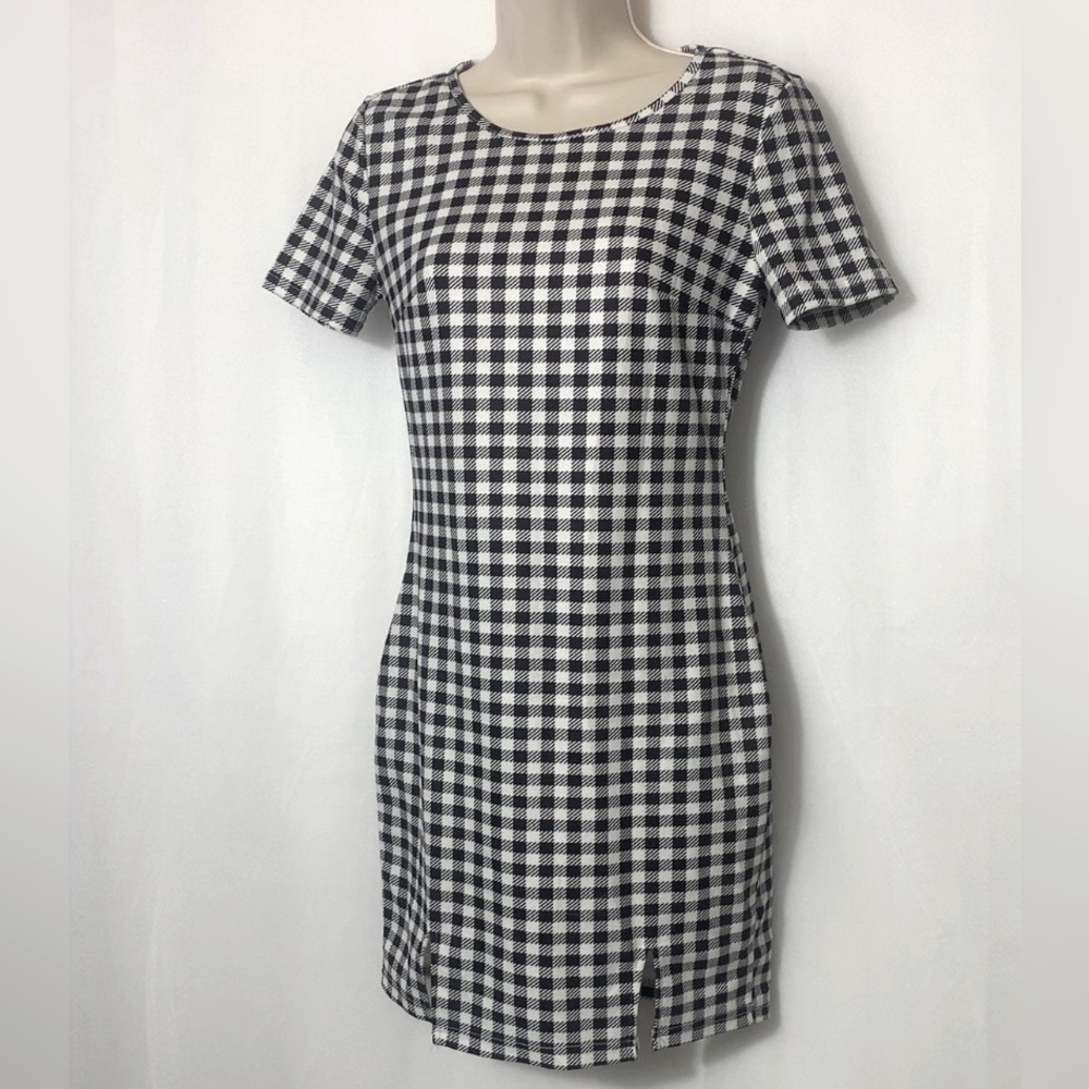 SHEIN Black and White Checkered Dress